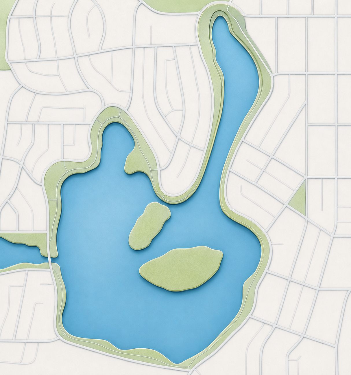 Zoomed map of Lake of the Isles showing the loop around Mike's Island.